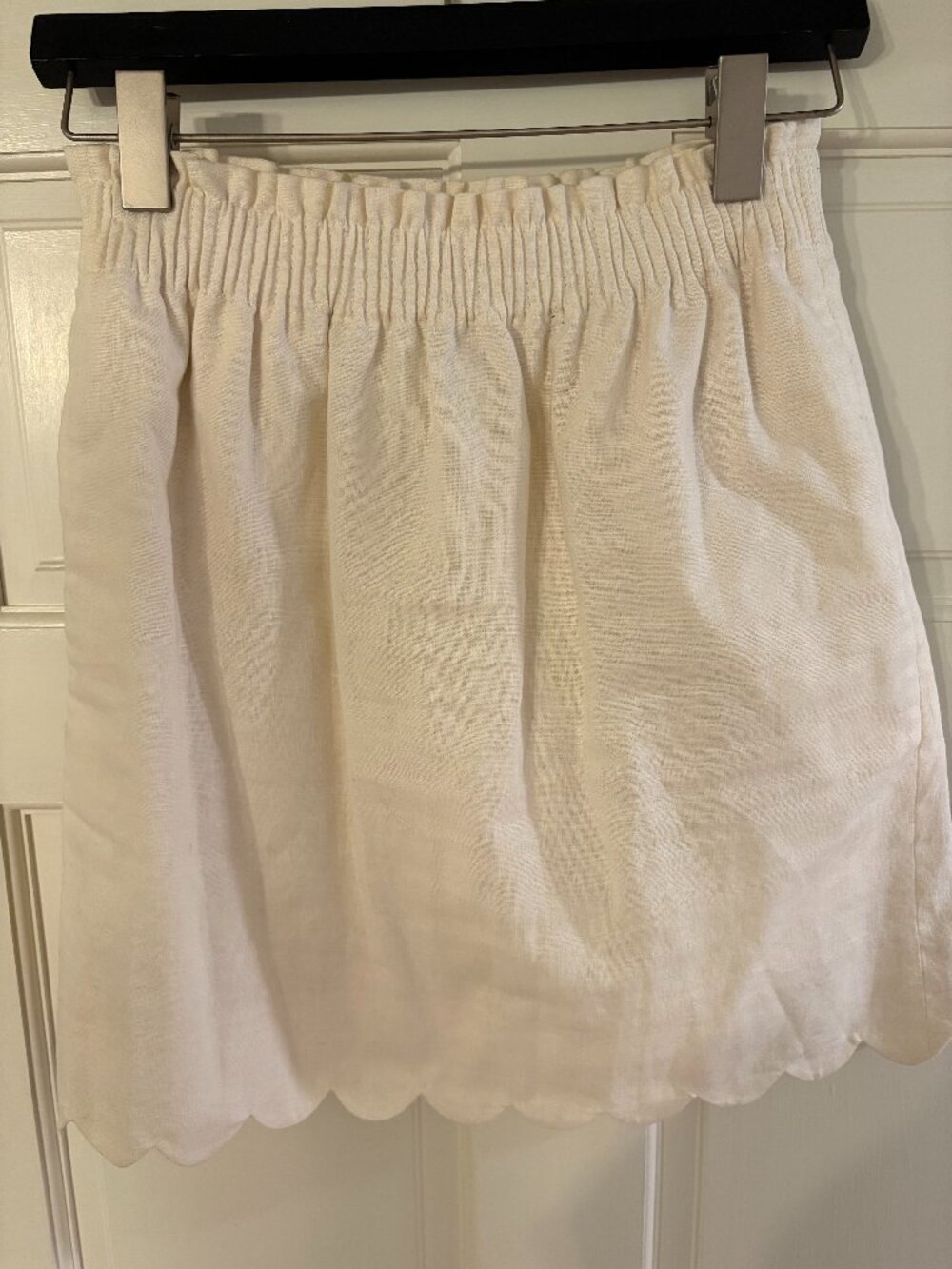 J.Crew Retail Linen Blend Scalloped Hem Mini Skirt | Ecru | Size 0